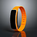 Modern Orange Smart Fitness Bracelet With Black Screen And Perforated Strap