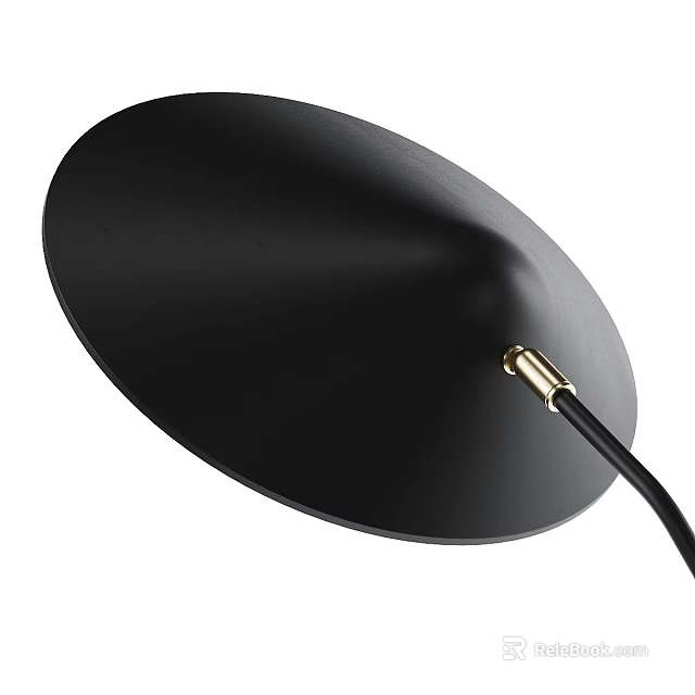 Stylish Black Floor Lamp Featuring Round Shade Gold Metal Connection And Black Power Cord 3d model 