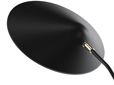 Stylish Black Floor Lamp Featuring Round Shade Gold Metal Connection And Black Power Cord 3d model