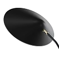 Stylish Black Floor Lamp Featuring Round Shade Gold Metal Connection And Black Power Cord