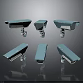 Multiple Blue Security Cameras Surveillance Equipment With Different Angles And Indoor Outdoor Use 3d model