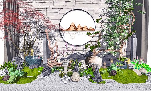 New Chinese Landscape Sparkies Kumi Landscape Villa Courtyard Garden Landscape Courtyard Garden Landscape Sparkies 3d model