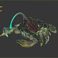 Aquatic Animal Crab With Brown Shell Blue Antenna And Golden Legs Decorative Structure