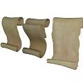Three Aged Parchment Scrolls On Reflective Dark Surface Display Classic Ancient Style