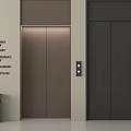 Modern Elevators With Brown And Dark Gray Doors And Floor Function Indicators 3d model