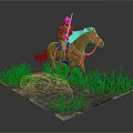 Man Riding Brown Horse on Green Grassland Near Big Stone Scenic View