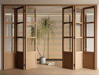 Modern folding door glass folding door multi-link sliding door sliding door shutter 3d model