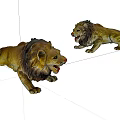 Decorative Ornament Set with Two Roaring Lion Figurines for Home Decoration