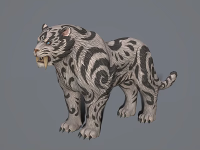 Weapon 3D Model With Tiger Inspired Black White Patterns And Fangs 3d model