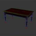 Red Rectangular Table with Elegant Wooden Legs and Golden Casters Classic Furniture Design