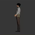 Game Movie Character Wearing Beret White Shirt Striped Pants And Crossbody Bag