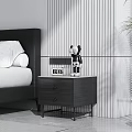 Modern Bedroom Bedside Table With Drawer Table Lamp And Decorative Items
