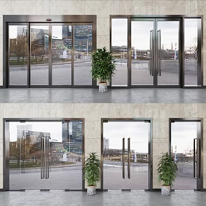 Modern double door glass door 3d model