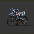 Red White Black Dirt Bike With Number 88 On Blue Brick Platform Supported By Stand