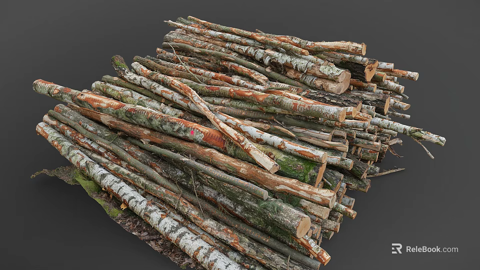Stacked Arbor Logs With Various Trunks And Diverse Natural Wood Colors 3d model 