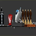 Assorted Bar Equipment Including Beer Tap Trophies TV Chessboard And Mobile Phone