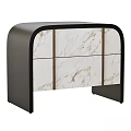 Modern Black Frame Nightstand With Marble Texture Drawer Fronts And Two Drawers 3d model