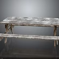 Rustic Weathered Wooden Outdoor Picnic Table and Bench Set with Natural Wood Texture
