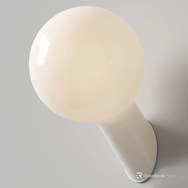 White Round Sphere Wall Lamp With Cylindrical Base And Modern Design 3d model 