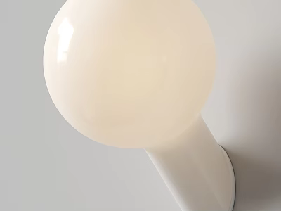 White Round Sphere Wall Lamp With Cylindrical Base And Modern Design 3d model