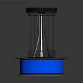 3D Model of Double Circular Platforms With Vertical Rods and Blue Base