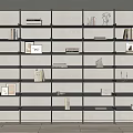 Modern Bookshelf with Multiple Shelves Books Picture Frames and Decorative Items 3d model