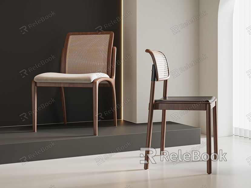 Quiet Chinese Style Single Chair Dining Chair model