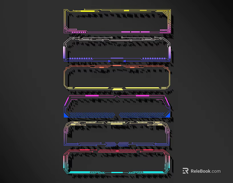 Colorful Lines Decorative Design With Multiple Vibrant Colors And Geometric Frames 3d model 