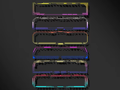 Colorful Lines Decorative Design With Multiple Vibrant Colors And Geometric Frames 3d model