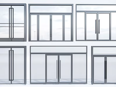 Various Glass Door Designs With Metal Frames And Sliding Features 3d model