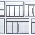 Various Glass Door Designs With Metal Frames And Sliding Features 3d model