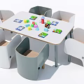 Modern Children's Tables and Chairs Kindergarten Tables and Chairs Handmade Table 3d model