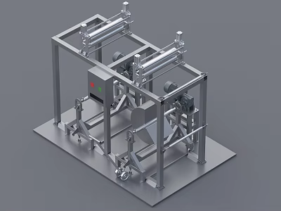 Industrial Equipment With Stainless Steel Frame Rollers Control Panel And Motor 3d model