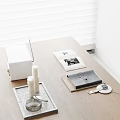 Minimalist Tabletop Decorative Ornament Set with Metal Tray Candle Notebook and Magazine