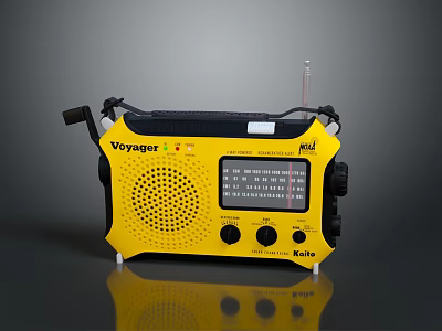 Yellow Voyager Kaito Radio with Antenna Tuning Display and Buttons 3d model