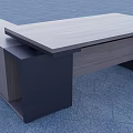 Modern Office Desk With Wooden Top Black Support Base And Drawer Storage