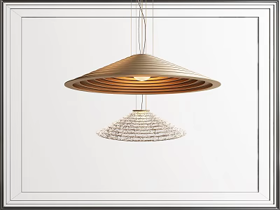 Modern Double Layered Cone Shaped Pendant Light Textured Woven Lower Tier Elegant Minimalist Interior Decor 3d model