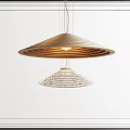 Modern Double Layered Cone Shaped Pendant Light Textured Woven Lower Tier Elegant Minimalist Interior Decor