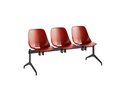 Red Public Seats With Black Frame Modern Design For Waiting Areas 3d model