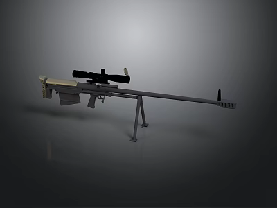 Modern Sniper Rifle With Scope And Tripod Stand For Precision Shooting 3d model