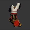 Cute Dog Doll Wearing Red Hat Decorative Outfit And Black Boots