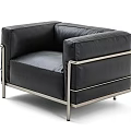 Stylish Black Leather Single Sofa Featuring Metal Frame And Modern Design 3d model