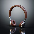 Brown Leather Over Ear Headphones With Metal Accents Modern Design And High Quality Sound