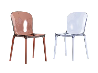 Modern Leisure Chairs In Brown And Transparent Clear Material With Sleek Design 3d model