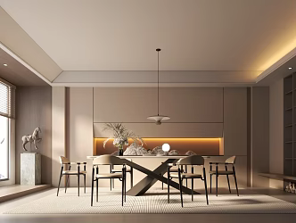 Italian Restaurant House Silent Style Restaurant Dining Table and Chair Combination 3d model