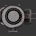 Shiny Metal Cylindrical Mechanical Component With Textured Surface And Protruding Knob
