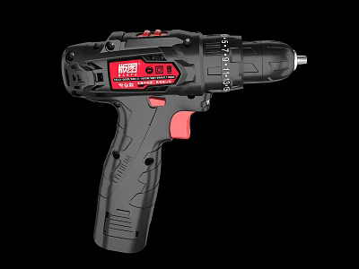 Industrial Cordless Drill With Black Red Design Ergonomic Grip And Powerful Motor 3d model