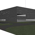 Modern Sales Office Building With Glass Curtain Wall And Tower Structure