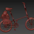 White Urban Commuter Bicycle With Backpack Rolled Mats And Treaded Tires
