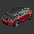 Red BMW Electric Compact Car With Black Roof And Modern Design